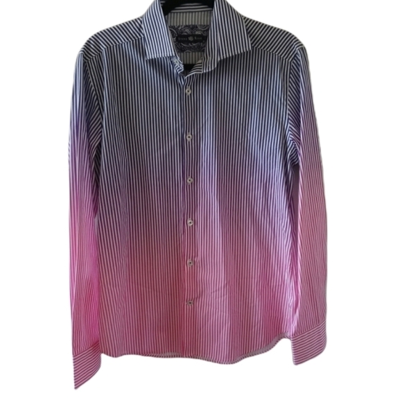 Stone Rose Ombre Striped Button Down Shirt Size 2 - Picture 1 of 9